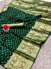 Precious Bandhej Green Color Silk Saree